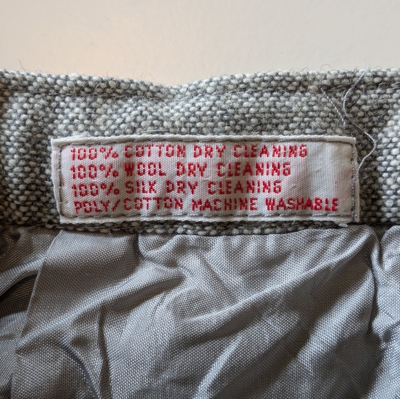 🩶 Vintage Wool Tweed Pleated A-Line Midi Skirt, XS/S - Picture 5 of 10